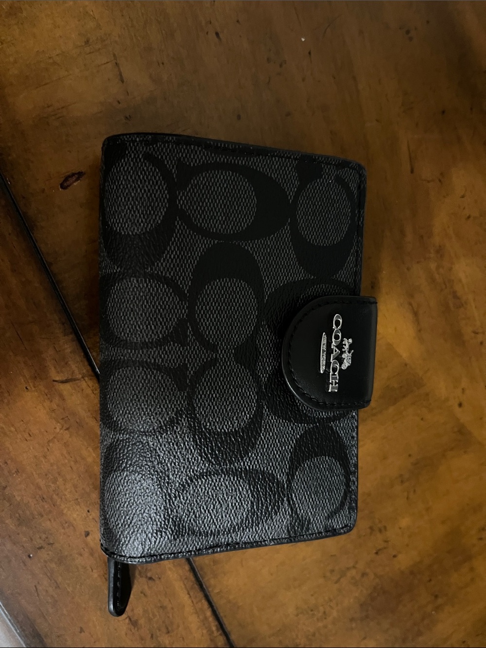 Coach Black Signature Tablet Folio with Snap Tab